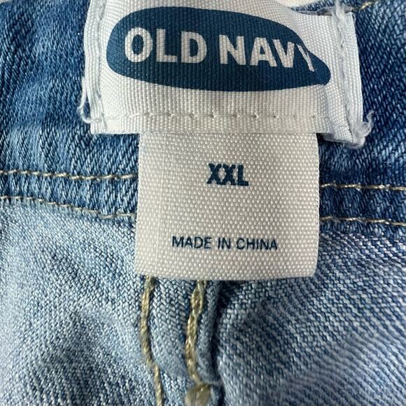 Old Navy Light Wash Denim Shortalls XXL Rolled Hem Distressed - Picture 8 of 8